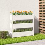 vidaXL Plantenbak 112x25x104,5 cm massief grenenhout wit, Tuin en Terras, Bloembakken en Plantenbakken, Verzenden, Nieuw, Hout
