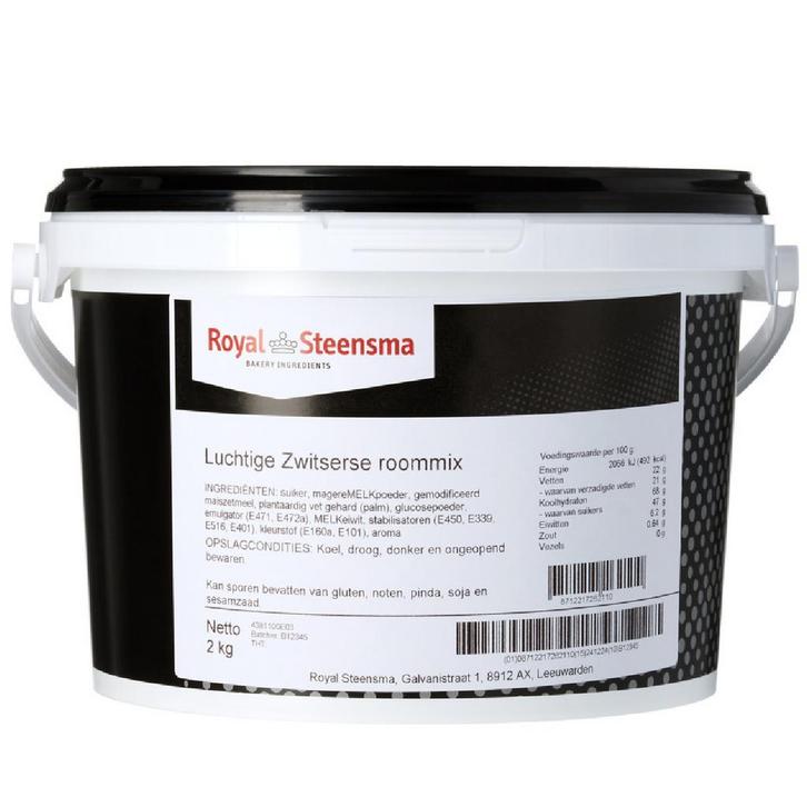 Steensma Luchtige Zwitserse Roommix 2kg, Hobby en Vrije tijd, Taarten en Cupcakes maken, Nieuw, Verzenden