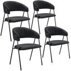 Eetkamerstoel Bedano, gestoffeerd, geweven stof, 150 kg - zw, Huis en Inrichting, Stoelen, Verzenden, Nieuw