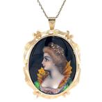 Gouden vintage hanger met emaille broche 14 kt, Ophalen of Verzenden, Nieuw