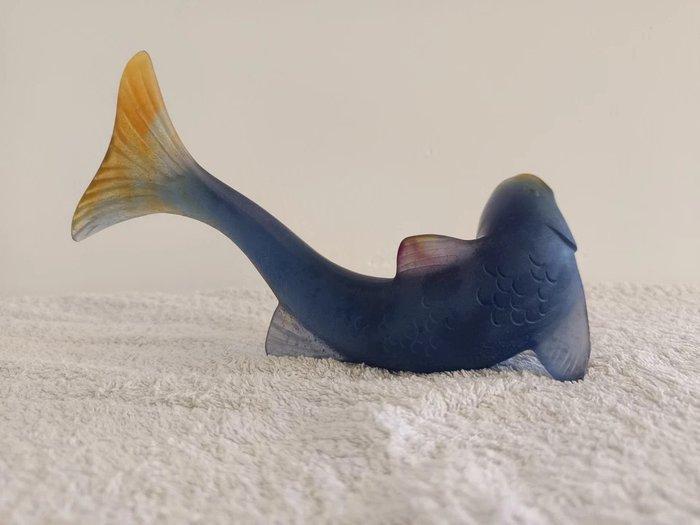Daum - Vaas - Glas - Sculptuur Poisson bleu, Antiek en Kunst, Antiek | Glas en Kristal