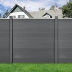 HKC Schuttingpaneel met 4 palen 183x357 cm grijs