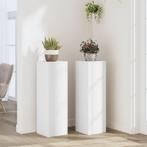 vidaXL Plantenstandaards 2 st 25x25x80 cm bewerkt hout wit, Verzenden, Nieuw