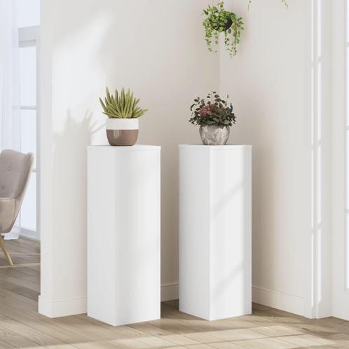 vidaXL Plantenstandaards 2 st 25x25x80 cm bewerkt hout wit, Tuin en Terras, Overige Tuin en Terras, Nieuw, Verzenden
