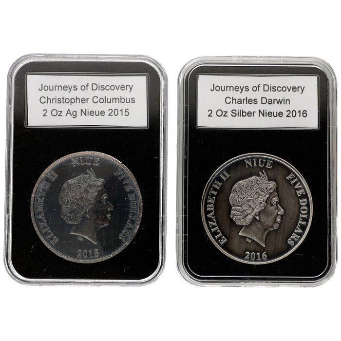 Niue. 5 Dollars 2015/2016 - Journeys of Discovery (2, Postzegels en Munten, Munten | Europa | Niet-Euromunten