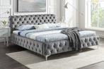 Design tweepersoonsbed MODERN BAROK 160x200cm grijs fluweel, Huis en Inrichting, Ophalen of Verzenden, Nieuw