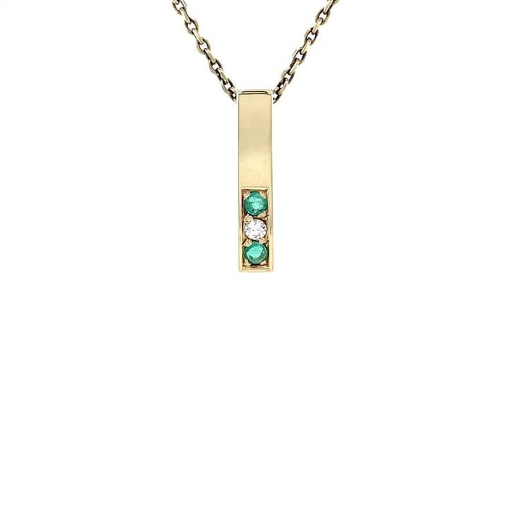 Gouden vintage hanger met smaragd en diamant 14 kt, Sieraden, Tassen en Uiterlijk, Kettinghangers, Nieuw, Ophalen of Verzenden