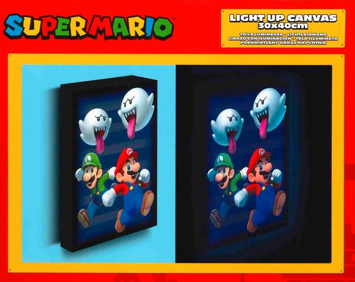 Super Mario Boo Blast Light Canvas 40X30 Cm, Huis en Inrichting, Woonaccessoires | Overige, Verzenden