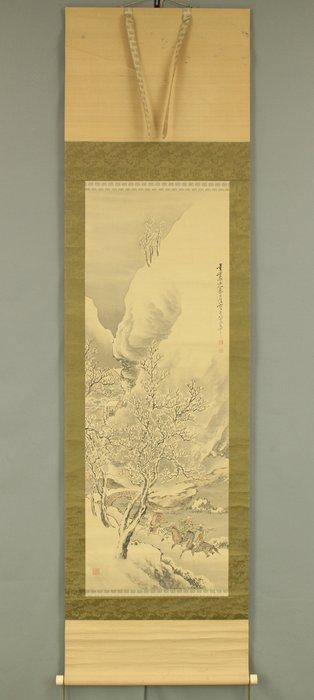 Three Warriors Riding Horses in Winter Mountains Landscape, Antiek en Kunst, Antiek | Overige Antiek