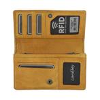 Landley Dames Harmonica Portemonnee Leer RFID Oker Geel, Verzenden, Nieuw, Overige merken, Leer
