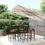 vidaXL 7-delige Tuinbarset poly rattan en massief acaciahout, Verzenden, Nieuw, Rotan, 6 zitplaatsen