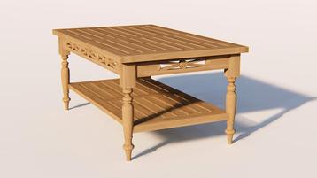 Batavia Teakhouten Salontafel met Legplank – 100×50 cm – beschikbaar voor biedingen