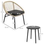 TRUUSK 3-dlg. Rattan Tuinmeubelset, Balkonmeubelset Met Salo, Verzenden, Nieuw
