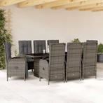 vidaXL 9-delige Tuinset met kussens poly rattan grijs, Tuin en Terras, Tuinsets en Loungesets, Nieuw, 8 zitplaatsen, Tuinset, Verzenden