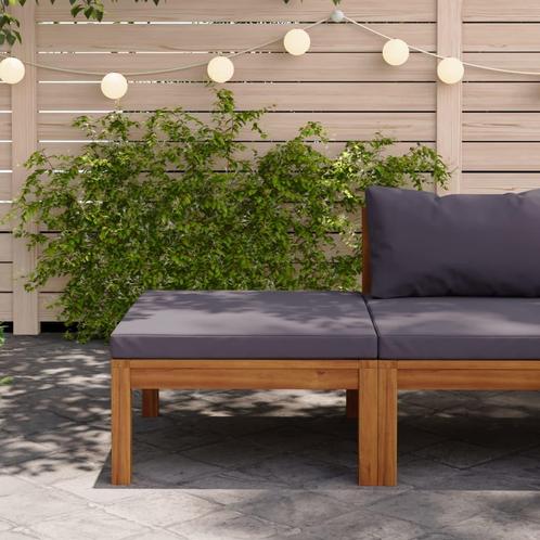 vidaXL Voetensteun met donkergrijs kussen massief acaciahout, Tuin en Terras, Tuinsets en Loungesets, Nieuw, Hardhout, Verzenden