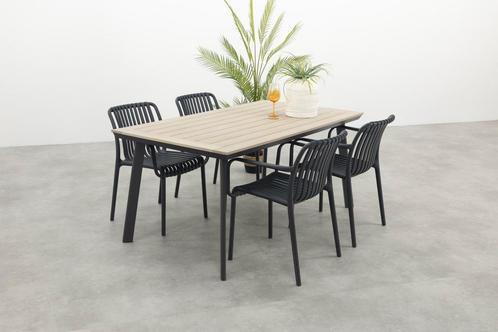 Stripe/Vigo 160 cm. stapelbare tuinset 5-delig, Tuin en Terras, Tuinsets en Loungesets, Tuinset, Nieuw, Kunststof, Verzenden