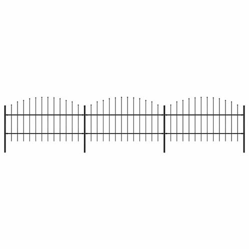 vidaXL Tuinhek met speren bovenkant (0,75-1)x5,1 m staal, Tuin en Terras, Schuttingen, Nieuw, IJzer, 1 tot 2 meter, Verzenden