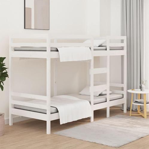 vidaXL Stapelbed massief grenenhout wit 90x200 cm, Huis en Inrichting, Slaapkamer | Bedden, 90 cm, 200 cm, Wit, Eenpersoons, Nieuw
