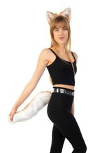 Haarband Furry Oren Staart Beige Wit Kat Poes Vos Diadeem Do, Ophalen of Verzenden, Nieuw, Carnaval, Accessoires