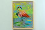 Kleurrijk schilderij: Flamingo in expressieve tinten (30x40, Ophalen of Verzenden