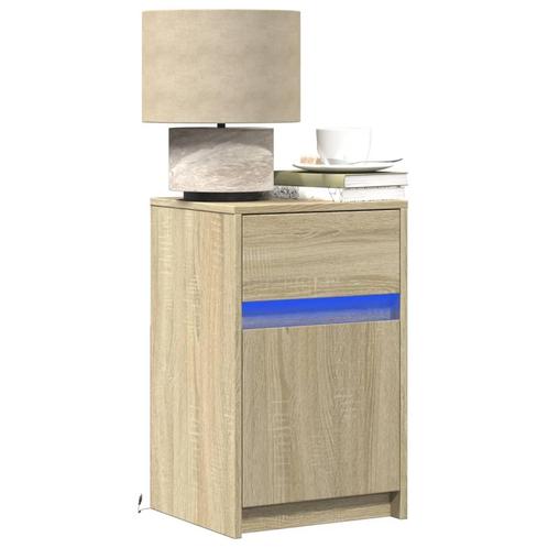 vidaXL Nachtkastjes met LED-verlichting 2 st bewerkt hout, Huis en Inrichting, Slaapkamer | Nachtkastjes, Nieuw, Hout, Verzenden