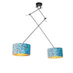 Hanglamp zwart met velours kappen vlinders met goud 35 cm, Nieuw, Overige materialen, Klassiek / Antiek, 75 cm of meer