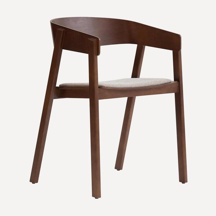 *WOONWINKEL* Walnoot Eetkamerstoel Met Beige Stof, Huis en Inrichting, Stoelen, Bruin, Nieuw, Stof, Verzenden