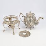 B.W. van Eldik Theepot & Komfoor - Rechaud (2) - .833 zilver, Antiek en Kunst