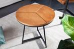 Ronde bijzettafel OAK ELEGANCE 45cm eiken design zwart, Huis en Inrichting, Ophalen of Verzenden, Nieuw
