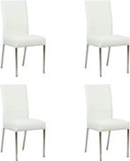 Set van 4 Gebroken witte leren moderne eetkamerstoelen - poo, Overige kleuren, Nieuw, Leer, Ophalen of Verzenden