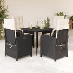vidaXL 5-delige Tuinset met kussens poly rattan zwart, Tuin en Terras, 4 zitplaatsen, Nieuw, Tuinset, Verzenden