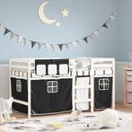 vidaXL Kinderhoogslaper met gordijnen 80x200 cm massief, Eenpersoons, Verzenden, Wit, Nieuw