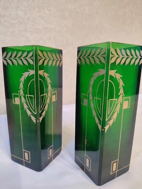 Joseph Riedel (attr.) - Vaas (2) - Glas - Art Nouveau vazen, Antiek en Kunst, Antiek | Glas en Kristal