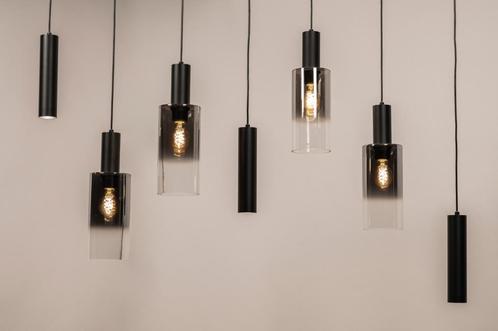 Rietveld Hanglampen - Zwart, Grijs - Glas, Metaal, Huis en Inrichting, Lampen | Hanglampen, Verzenden