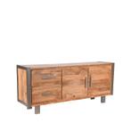 LABEL51 - Dressoir Factory - Rough Mangohout - Vintage, Huis en Inrichting, Kasten | Dressoirs, Nieuw, 150 tot 200 cm, 25 tot 50 cm