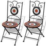vidaXL Bistrostoelen inklapbaar 2 st keramiek, Tuin en Terras, Verzenden, Nieuw, Metaal