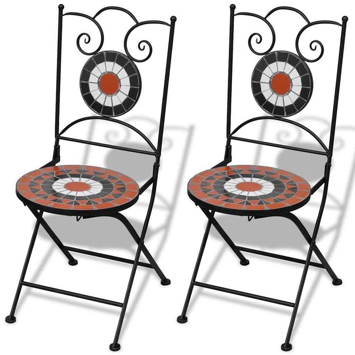 vidaXL Bistrostoelen inklapbaar 2 st keramiek, Tuin en Terras, Tuinstoelen, Nieuw, Metaal, Verzenden