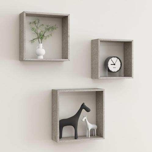 vidaXL Wandschappen kubus 3 st betongrijs, Huis en Inrichting, Woonaccessoires | Wandplanken en Boekenplanken, Nieuw, Verzenden