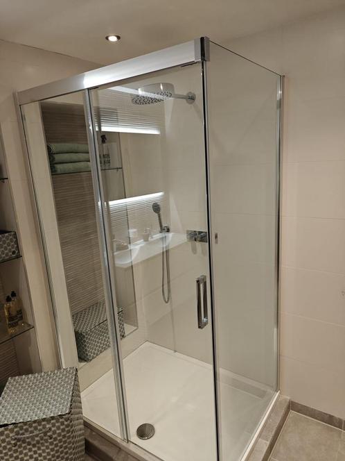 Douchecabine schuifdeur 120x90cm met gratis douchebak - 0008, Doe-het-zelf en Verbouw, Sanitair, Douche, Nieuw, Chroom, Glas, Ophalen