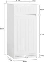 SoBuy - Laundry Cabinet - 40 x 39 x 86 cm - Wit, Verzenden, Nieuw