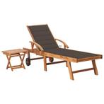 vidaXL Ligbed met tafel en kussen massief teakhout, Verzenden, Nieuw