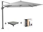 Challenger T1 zweefparasol 300x300 cm lichtgrijs met 90KG, Tuin en Terras, Ophalen of Verzenden, Nieuw