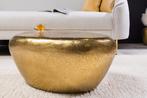 Salontafel steen 75cm hammer hamerslag effect goud - 44852, Huis en Inrichting, Tafels | Salontafels, Ophalen of Verzenden, Nieuw