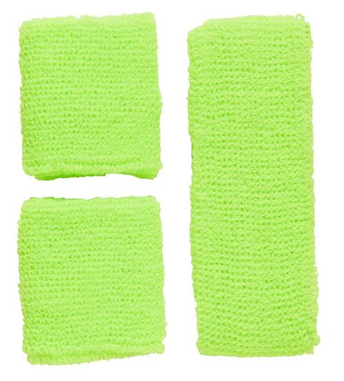 Neon Groene Zweetbandjes 2 delig, Hobby en Vrije tijd, Feestartikelen, Nieuw, Verzenden