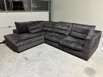 Zwarte Velvet Hoekbank in Zeer Goede Staat, 250 tot 300 cm, 125 tot 150 cm, Hoekbank, Zo goed als nieuw