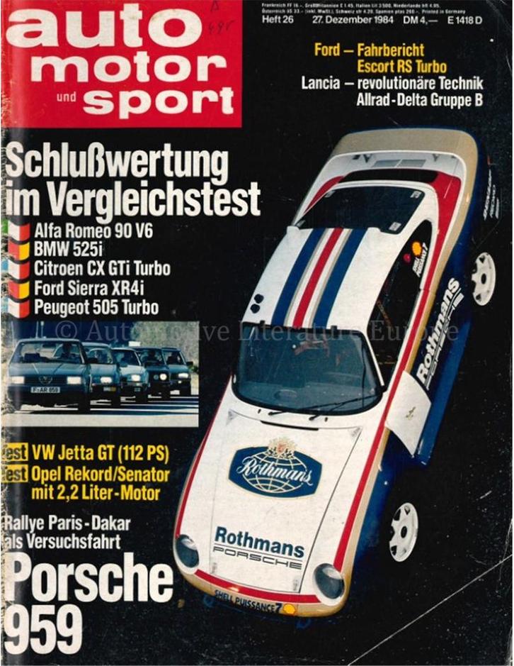 1984 AUTO MOTOR UND SPORT 26 DUITS, Boeken, Auto's | Folders en Tijdschriften