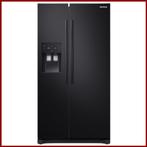 Samsung RS50N3403BC Amerikaanse Koelkast 501L Inhoud Zwart, 200 liter of meer, 60 cm of meer, Nieuw, Met vriesvak