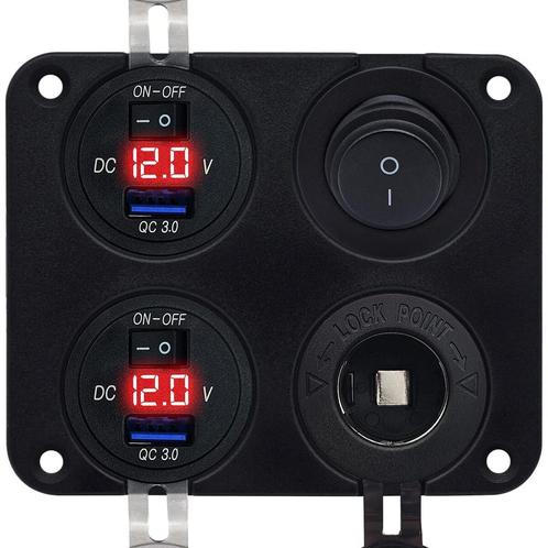 ProRide 12V USB Autolader 2 Poorten - Schakelaar en 12V, Doe-het-zelf en Verbouw, Elektra en Kabels, Nieuw, Verzenden