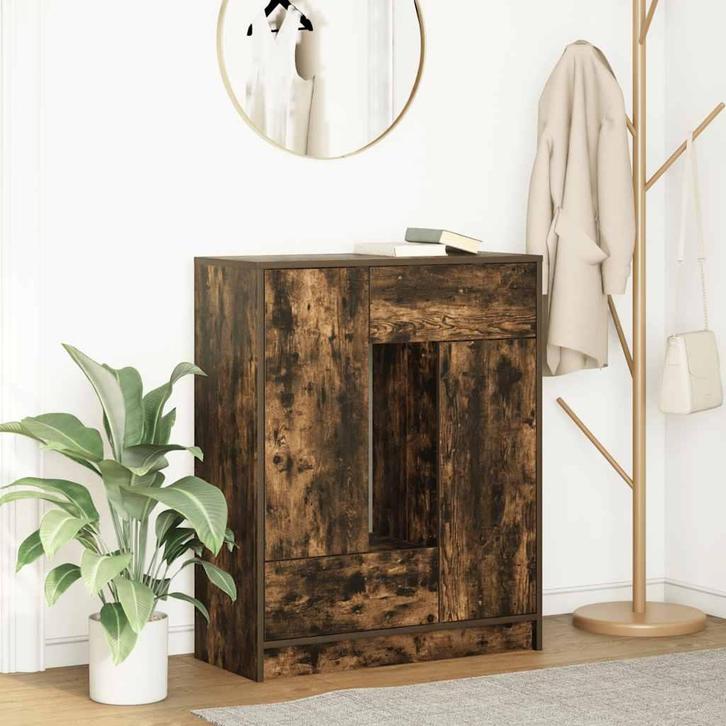 vidaXL Dressoir met lades en deuren 73x31x90 cm gerookt, Huis en Inrichting, Kasten | Dressoirs, Nieuw, Overige houtsoorten, Verzenden