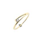 Gouden solitair ring met zirconia | Assos (subtiele ring), Gebruikt, Overige kleuren, Ophalen of Verzenden, 17 tot 18